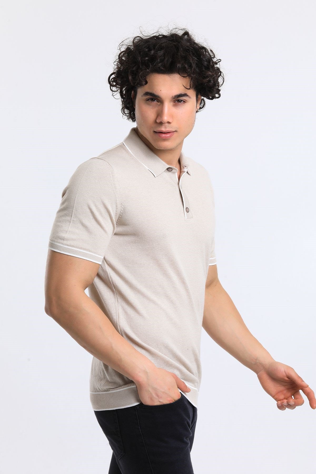 Soylu Trend  I soylutrend.comT-SHİRTSoylu Trend2002TASErkek Polo Yaka Triko T-Shirt Pamuklu Taş (2002)