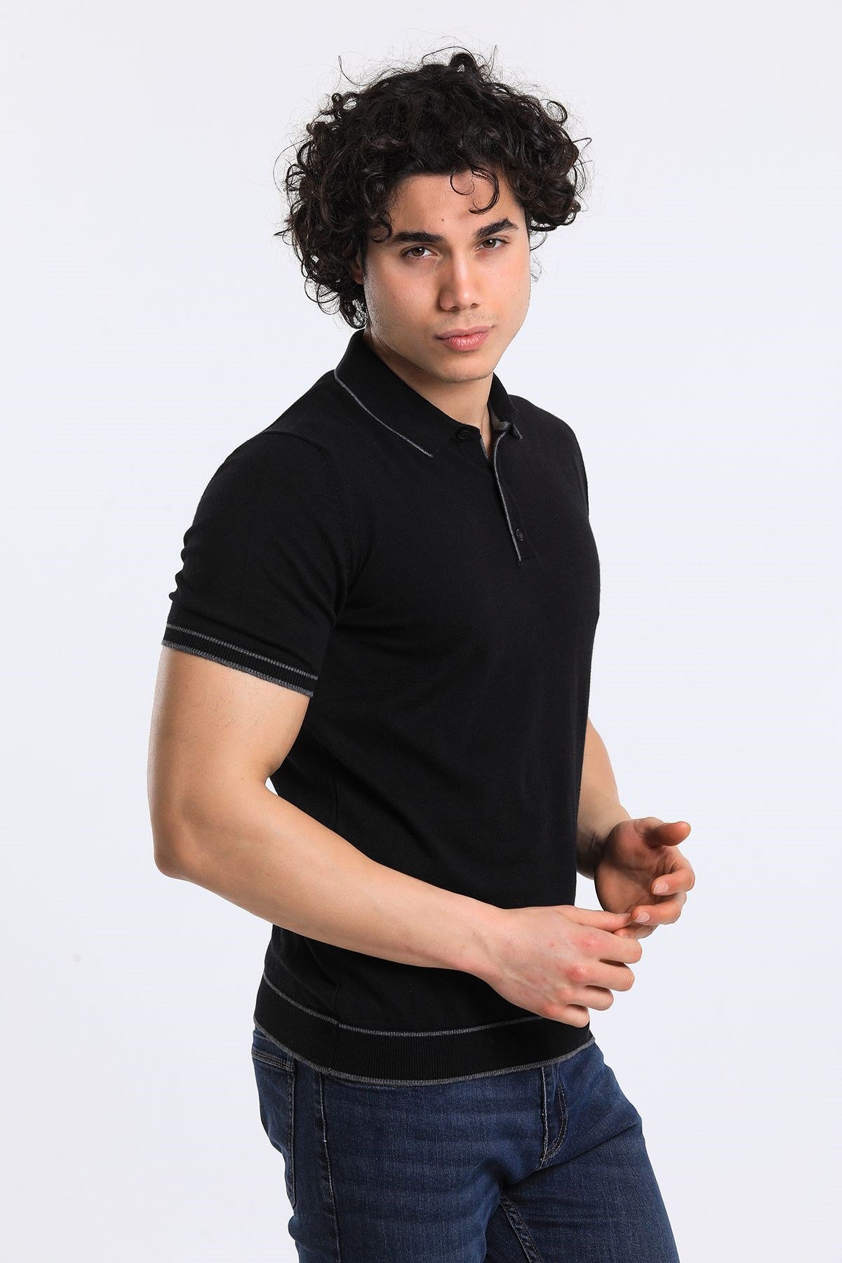 Soylu Trend  I soylutrend.comT-SHİRTSoylu Trend2002SİYAHErkek Polo Yaka Triko T-Shirt Pamuklu Siyah (2002)