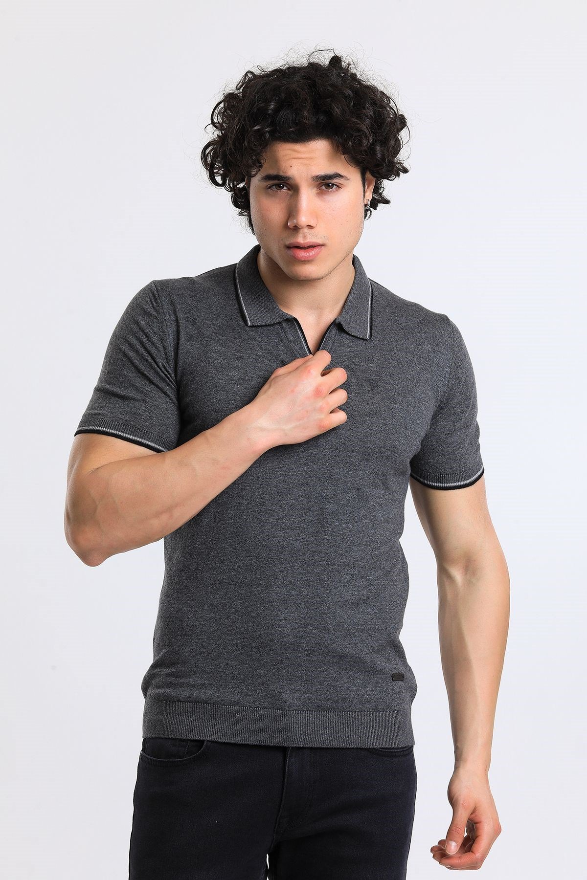 Soylu Trend  I soylutrend.comT-SHİRTSoylu Trend2001GRİErkek Polo Yaka Triko T-Shirt Pamuklu Gri (2001)