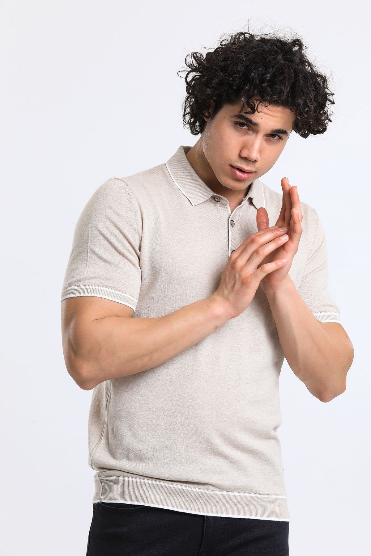 Soylu Trend  I soylutrend.comT-SHİRTSoylu Trend2002TASErkek Polo Yaka Triko T-Shirt Pamuklu Taş (2002)