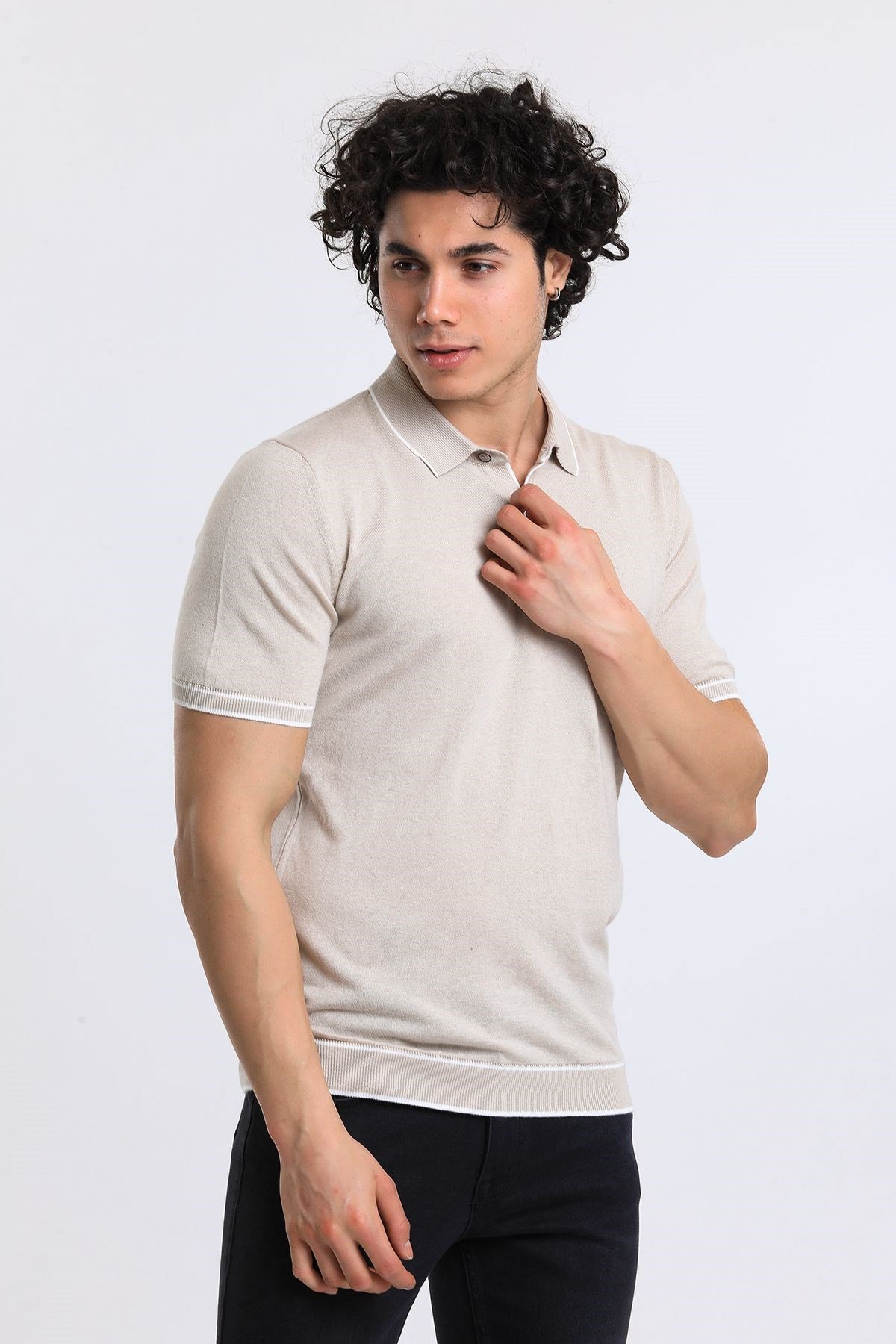 Soylu Trend  I soylutrend.comT-SHİRTSoylu Trend2002TASErkek Polo Yaka Triko T-Shirt Pamuklu Taş (2002)