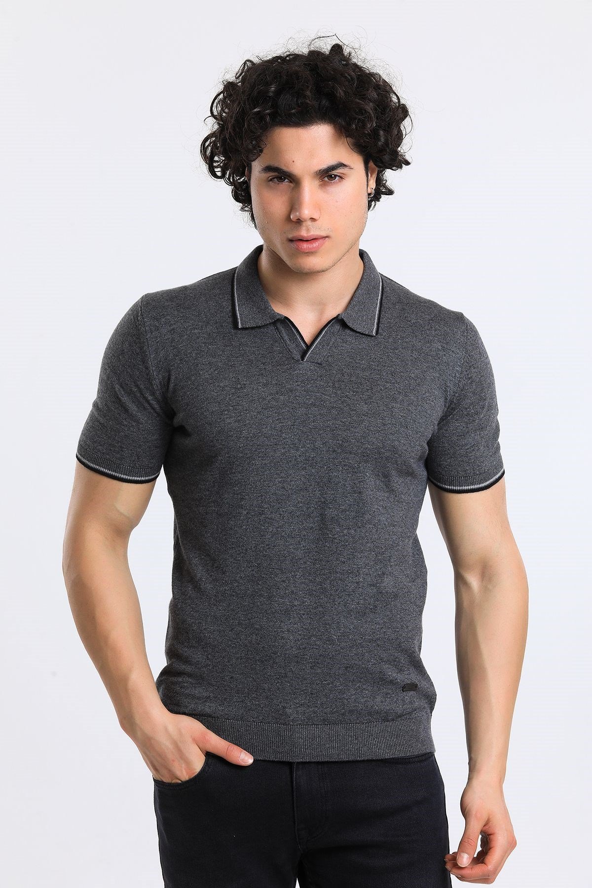 Soylu Trend  I soylutrend.comT-SHİRTSoylu Trend2001GRİErkek Polo Yaka Triko T-Shirt Pamuklu Gri (2001)
