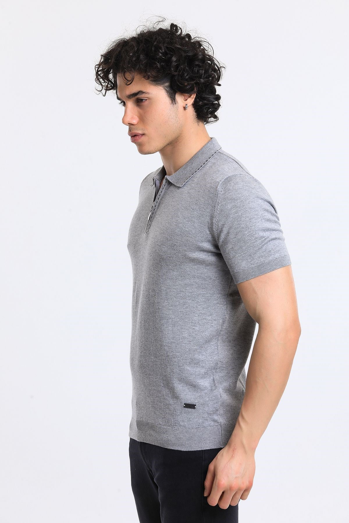 Soylu Trend  I soylutrend.comT-SHİRTSoylu Trend2003AGRİErkek Fermuarlı Polo Yaka Triko T-Shirt Pamuklu A.Gri (2003)