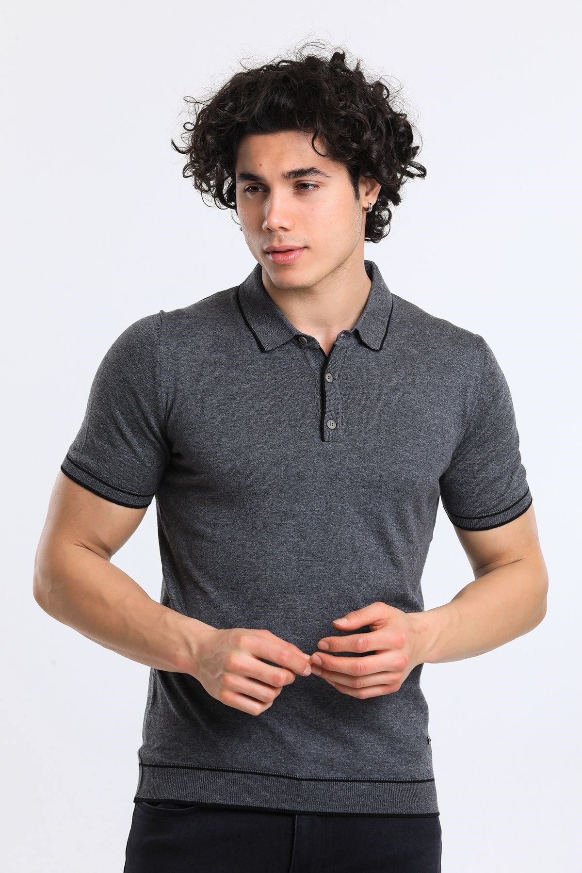Soylu Trend  I soylutrend.comT-SHİRTSoylu Trend2002GRİErkek Polo Yaka Triko T-Shirt Pamuklu Gri (2002)