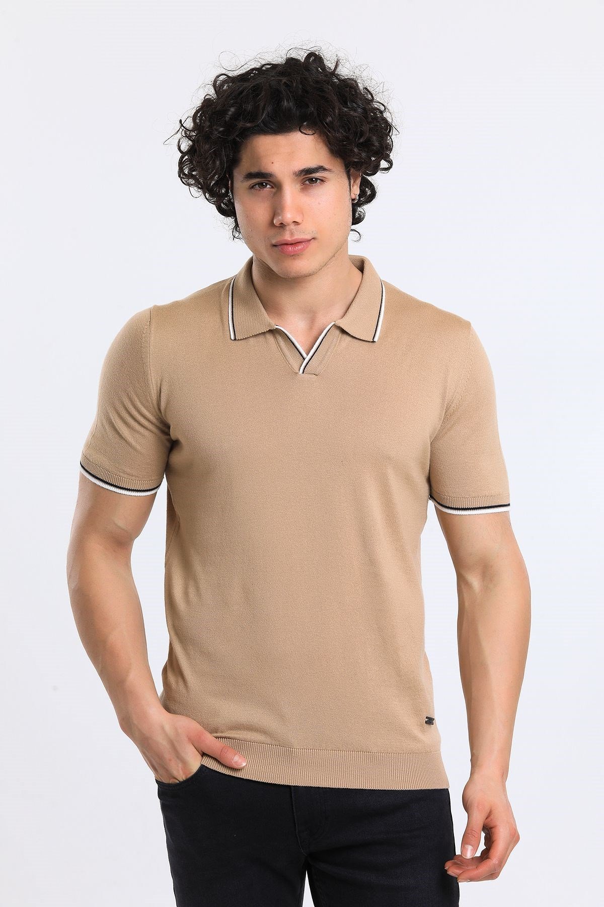Soylu Trend  I soylutrend.comT-SHİRTSoylu Trend2001CAMELErkek Polo Yaka Triko T-Shirt Pamuklu Camel (2001)