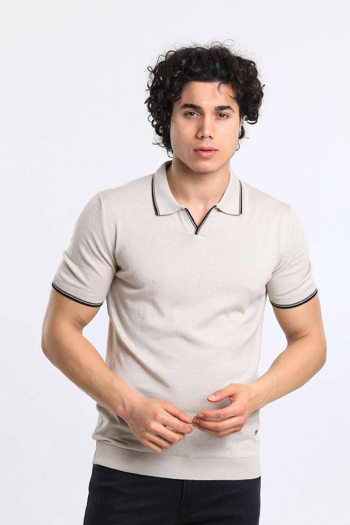 Soylu Trend  I soylutrend.comT-SHİRTSoylu Trend2001TASErkek Polo Yaka Triko T-Shirt Pamuklu Taş (2001)