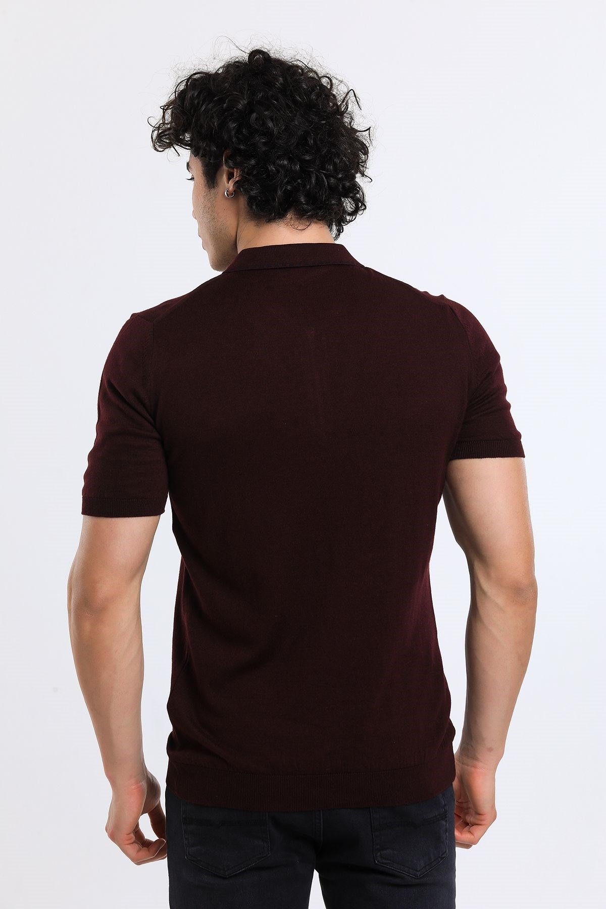 Soylu Trend  I soylutrend.comT-SHİRTSoylu Trend2003BORDOErkek Fermuarlı Polo Yaka Triko T-Shirt Pamuklu Bordo (2003)