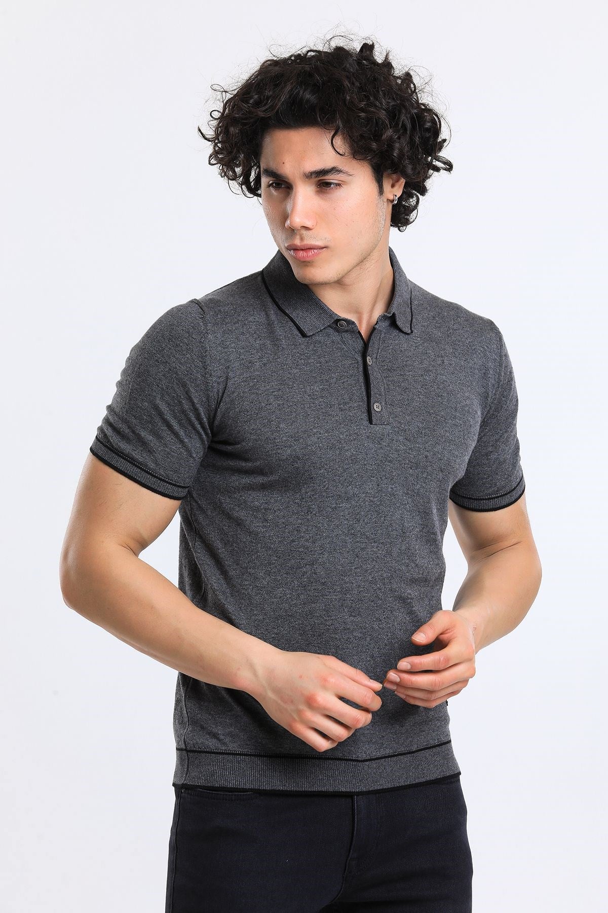 Soylu Trend  I soylutrend.comT-SHİRTSoylu Trend2002GRİErkek Polo Yaka Triko T-Shirt Pamuklu Gri (2002)