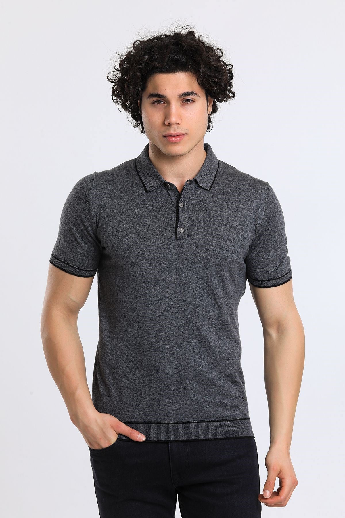 Soylu Trend  I soylutrend.comT-SHİRTSoylu Trend2002GRİErkek Polo Yaka Triko T-Shirt Pamuklu Gri (2002)