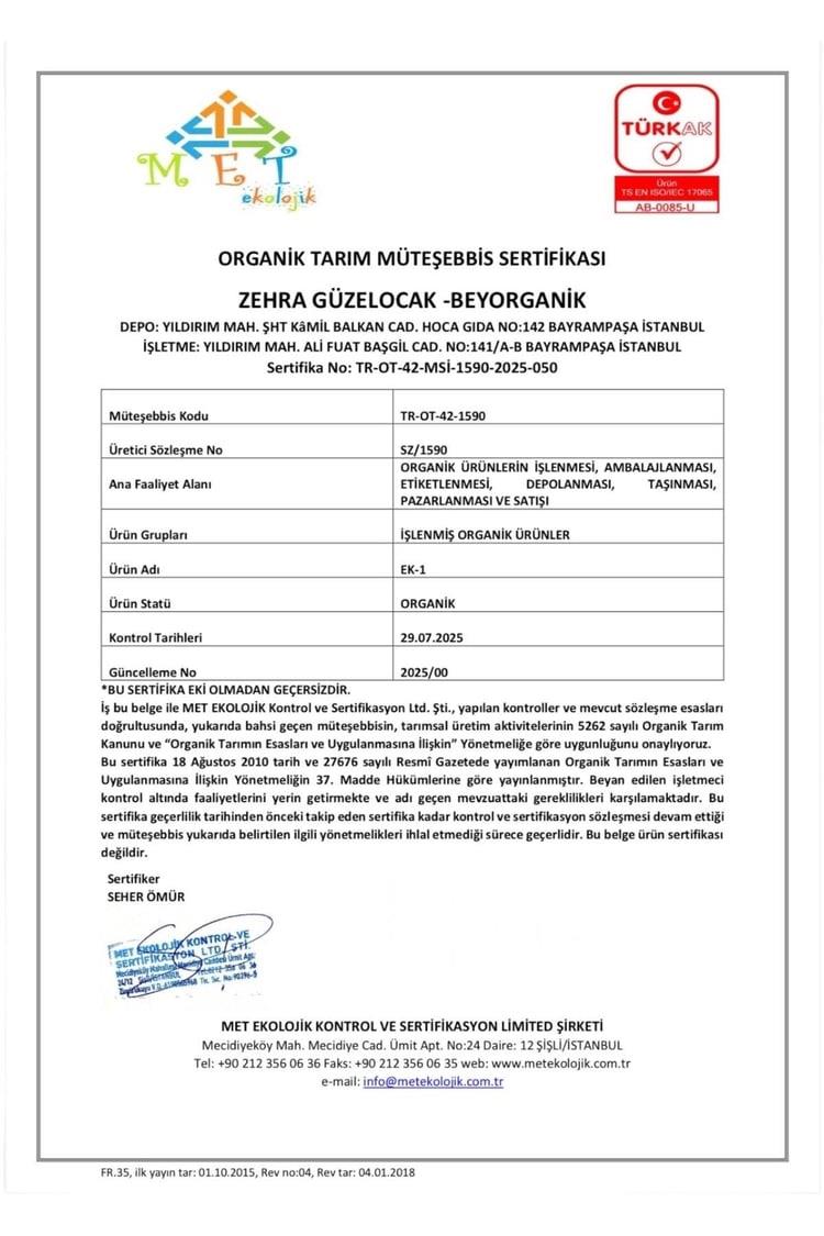 Organik Elma Suyu Konsantresi 685ml (PESTİSİT VE AĞIR METAL ANALİZLİ)