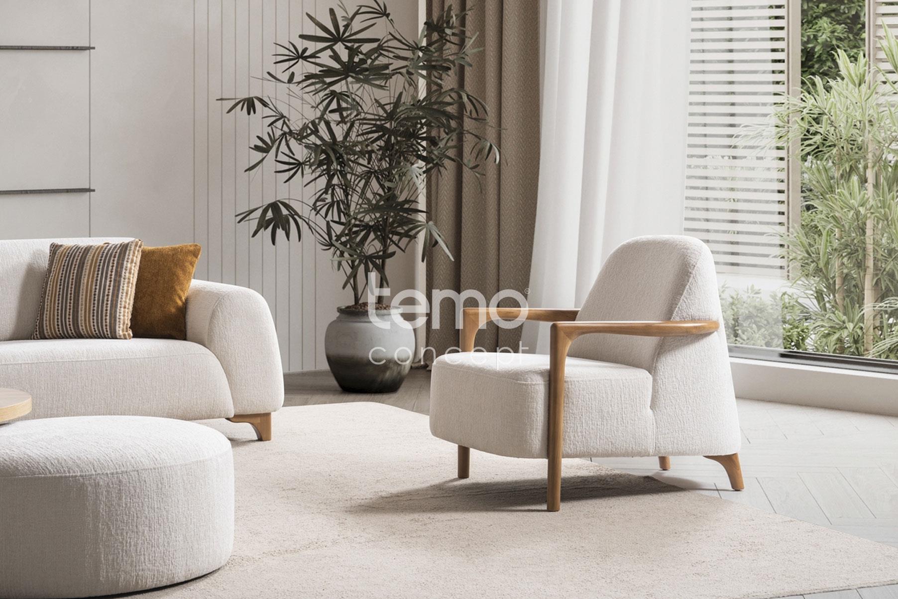 Linda Ahşap Kollu Tekli Koltuk