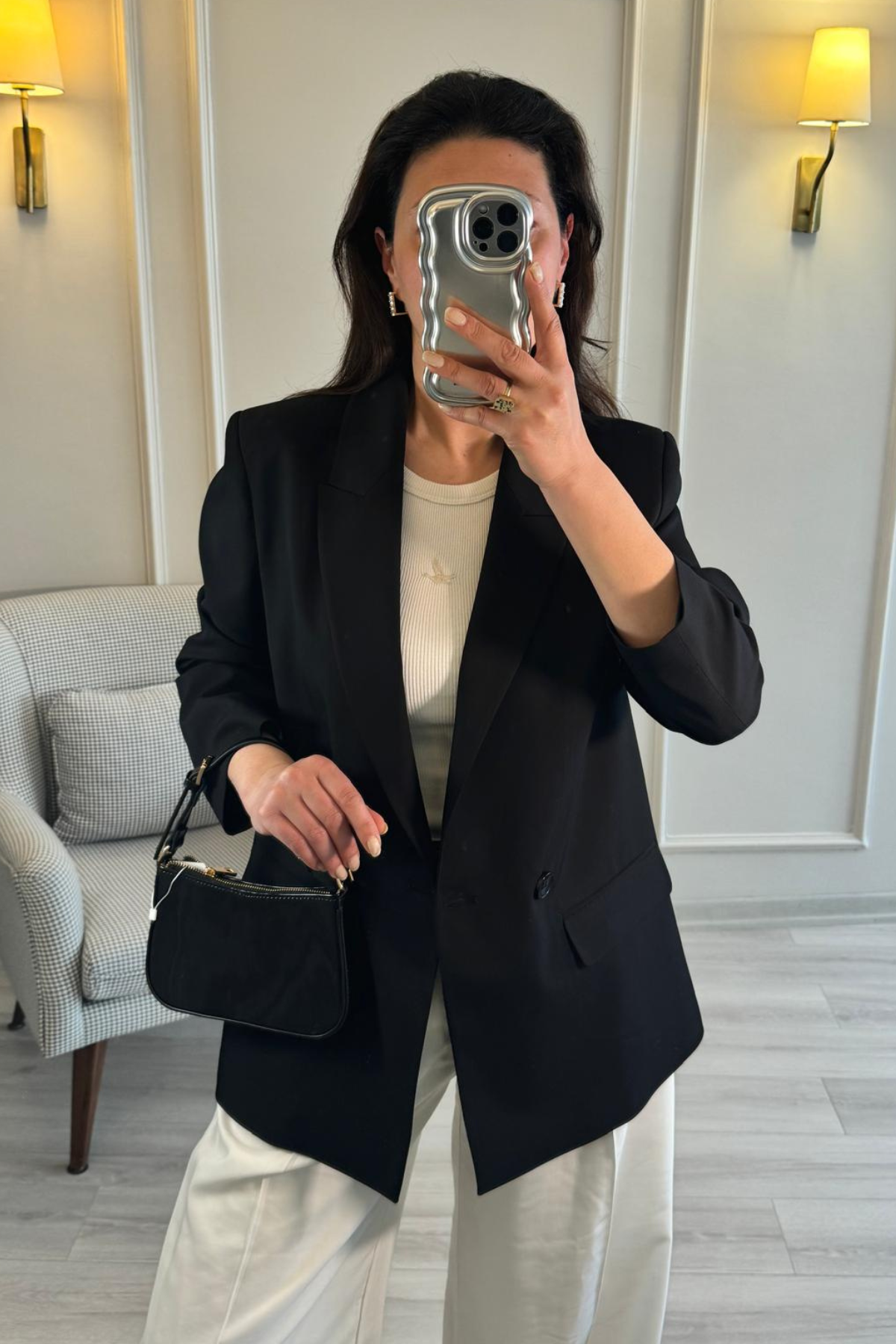 Dilvin Oversize Blazer Ceket Siyah