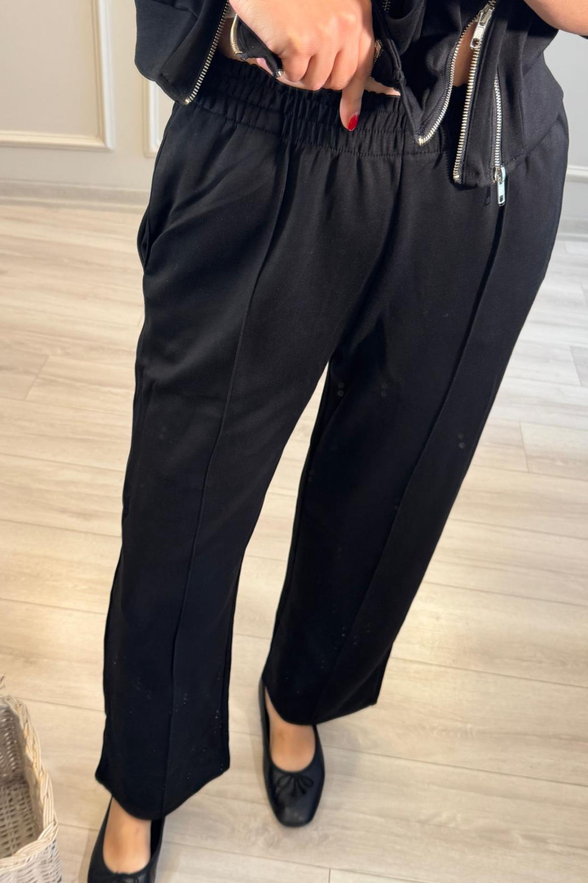 Fermuar Detaylı Eşofman Takım Siyah