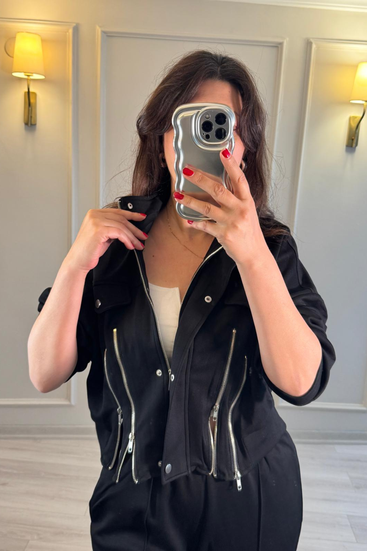 Fermuar Detaylı Eşofman Takım Siyah