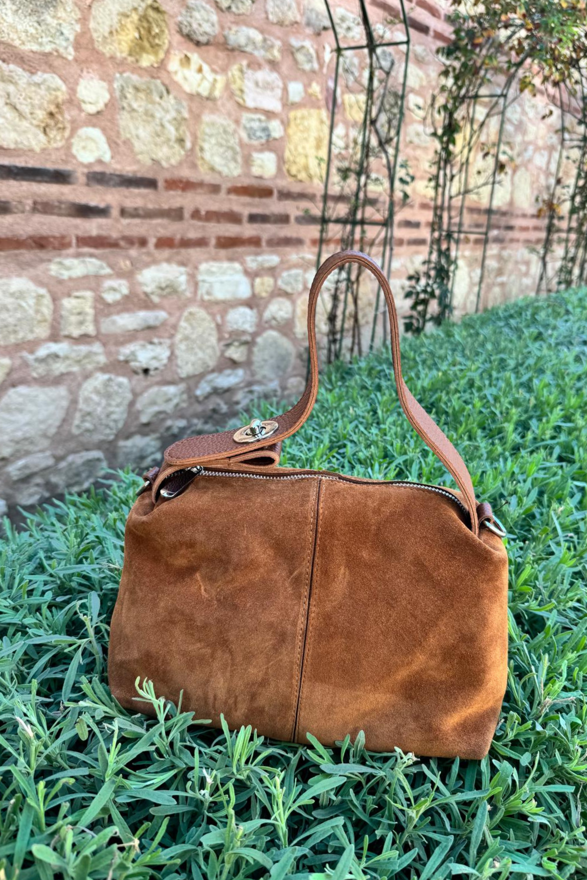 Gerçek Süet Deri Postacı Model Çanta Taba