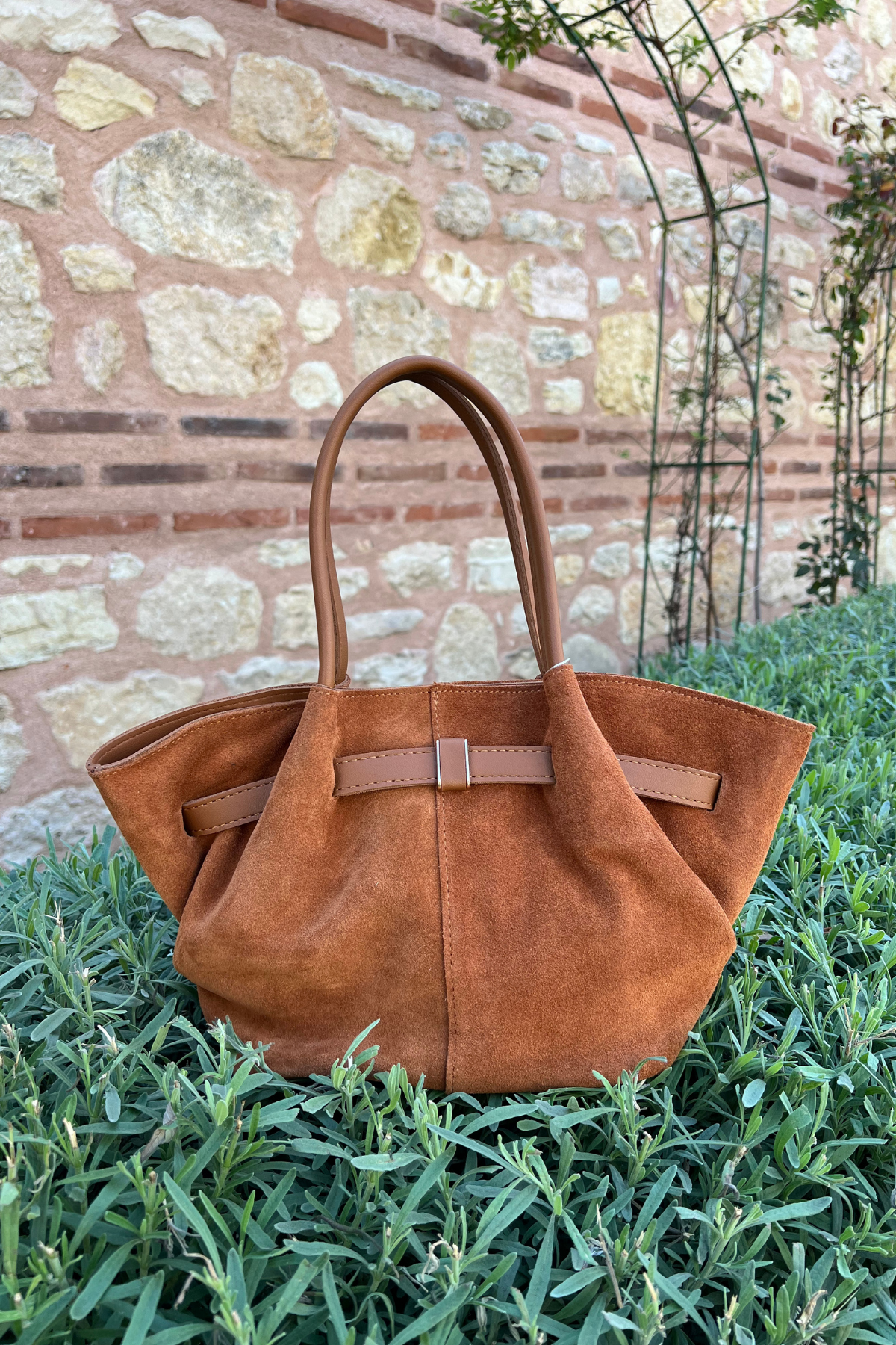 Gerçek Süet Deri Toka Detaylı Mini Çanta Taba