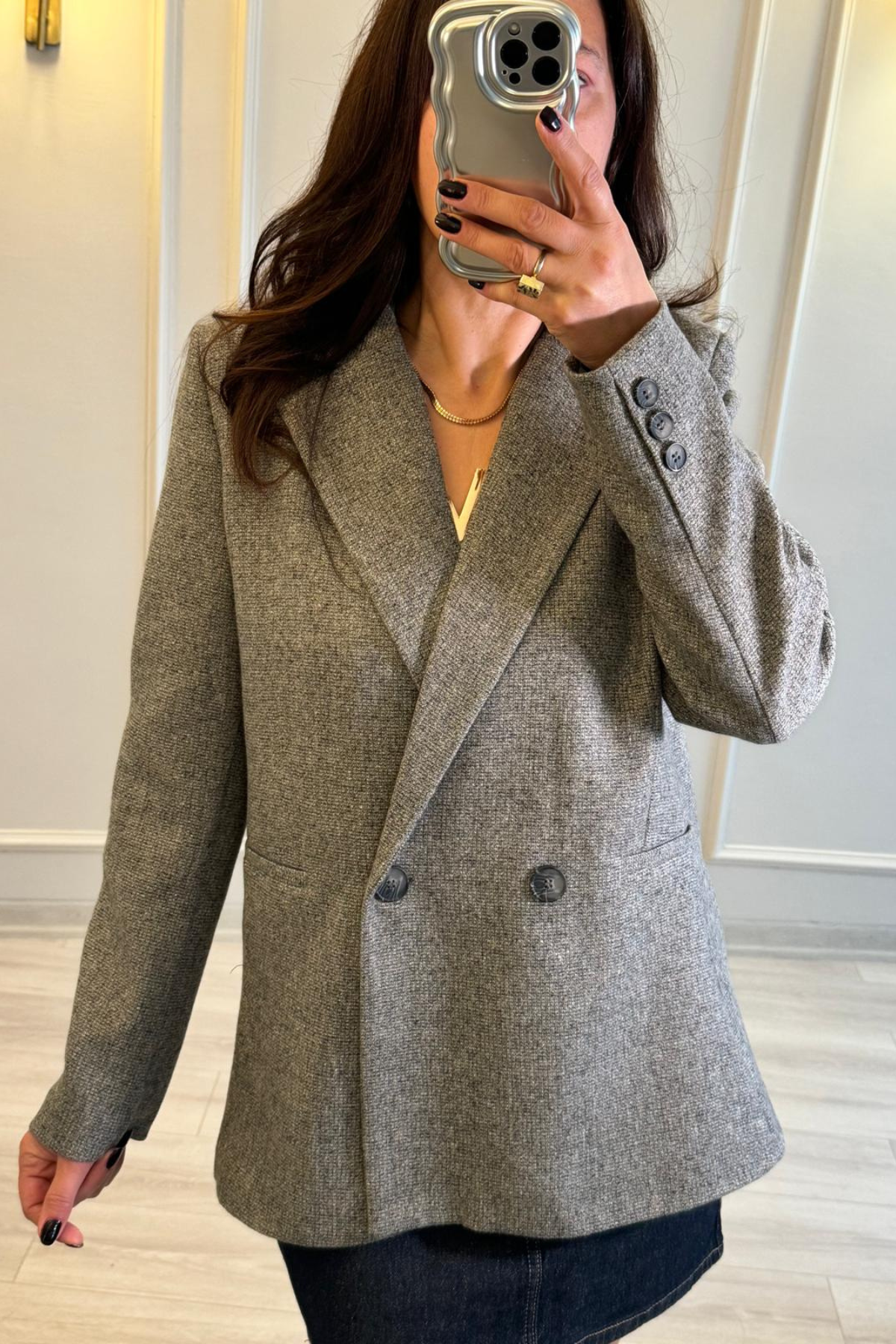 Kaşe Blazer Ceket Gri