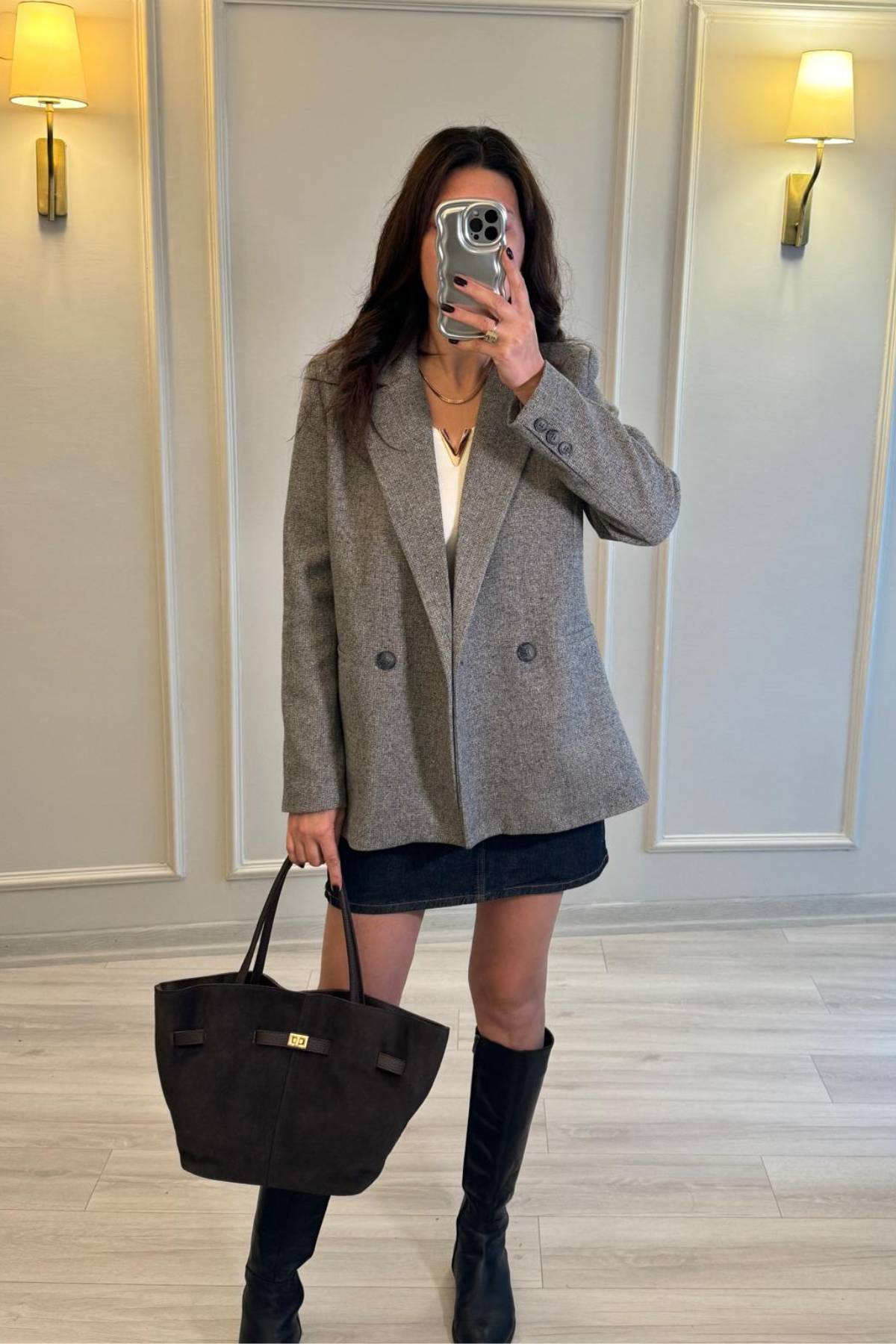 Kaşe Blazer Ceket Gri