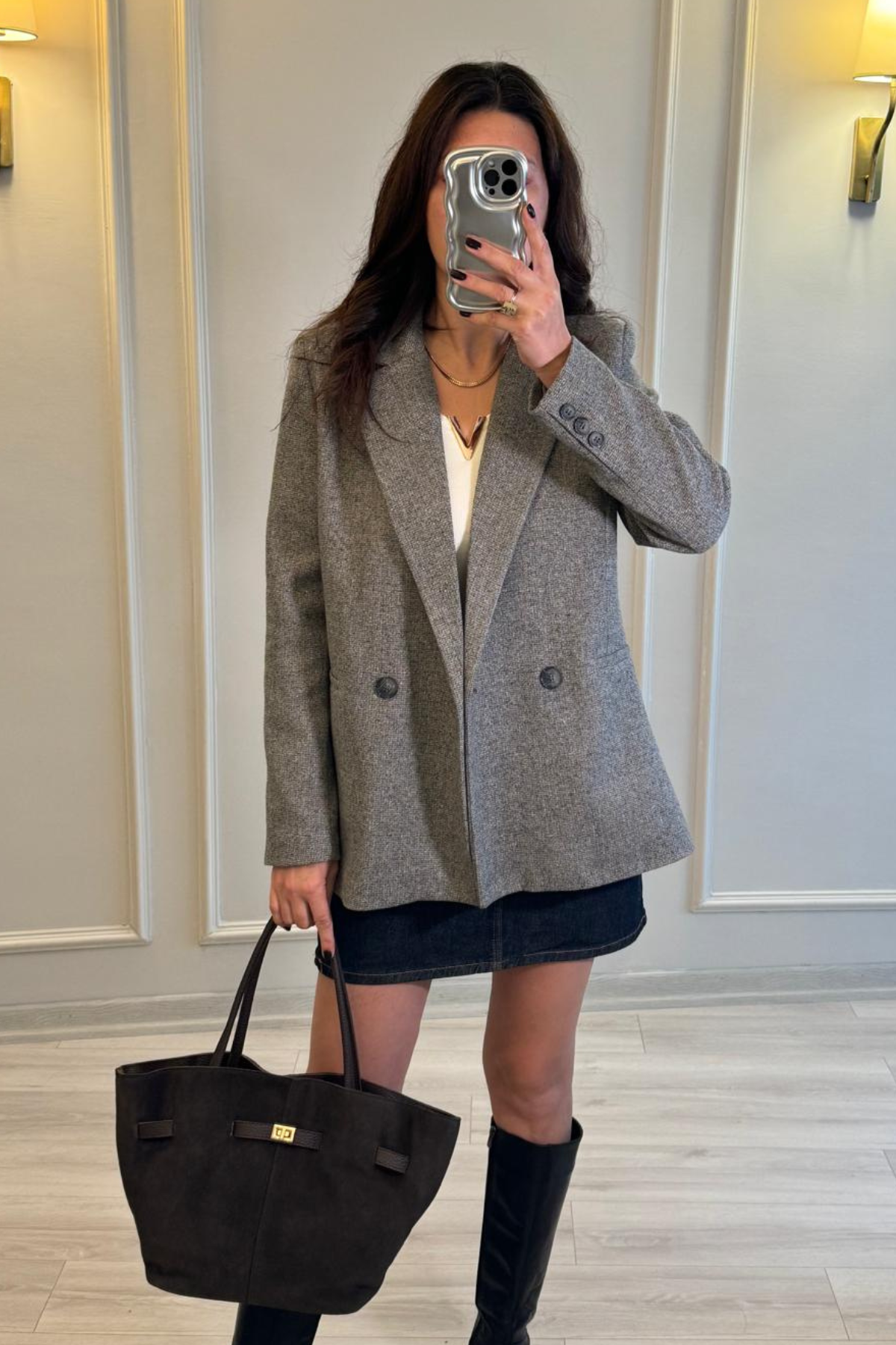 Kaşe Blazer Ceket Gri