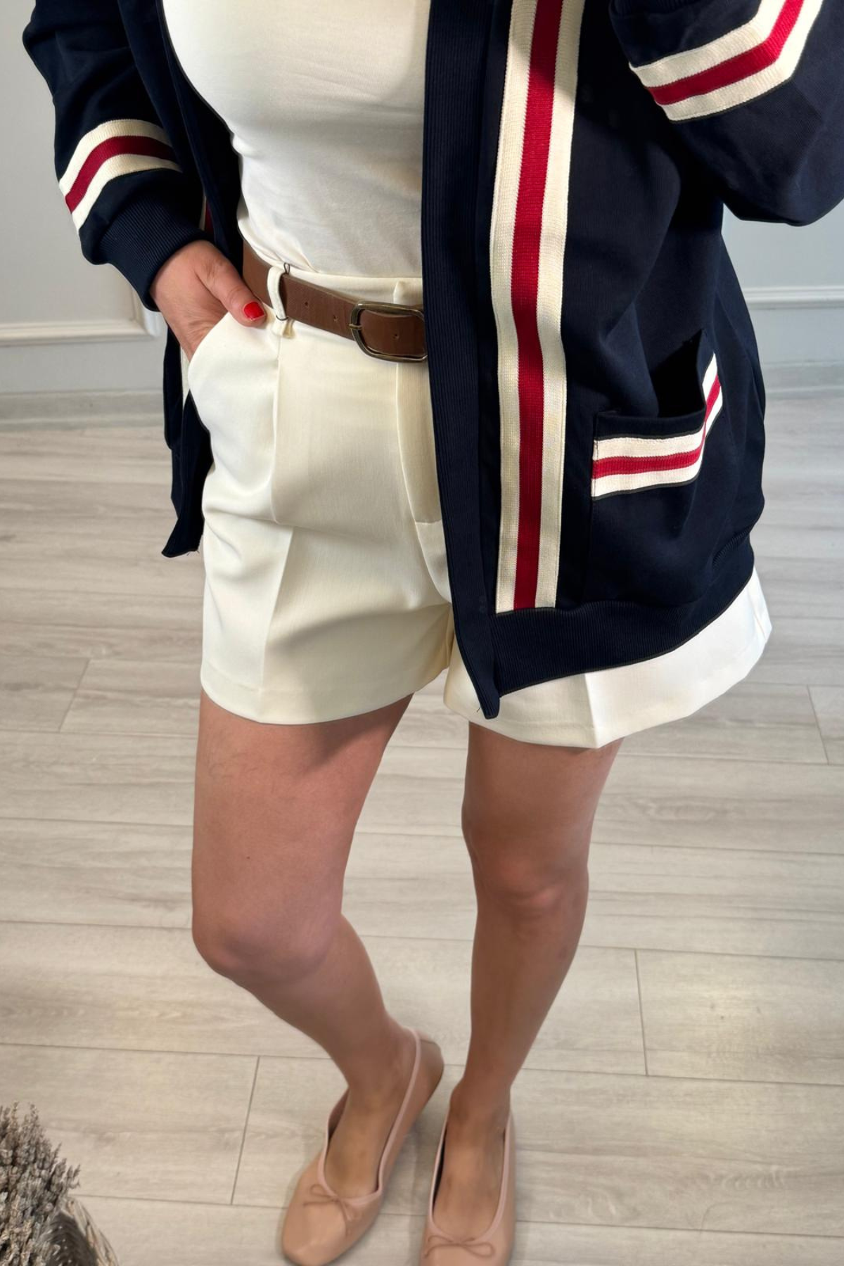 Kolej Model Çizgili Hırka Lacivert