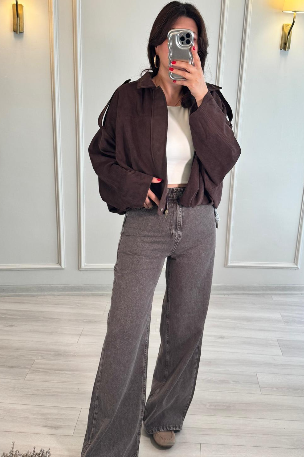 Marka Model Süet Bomber Ceket Acı Kahve