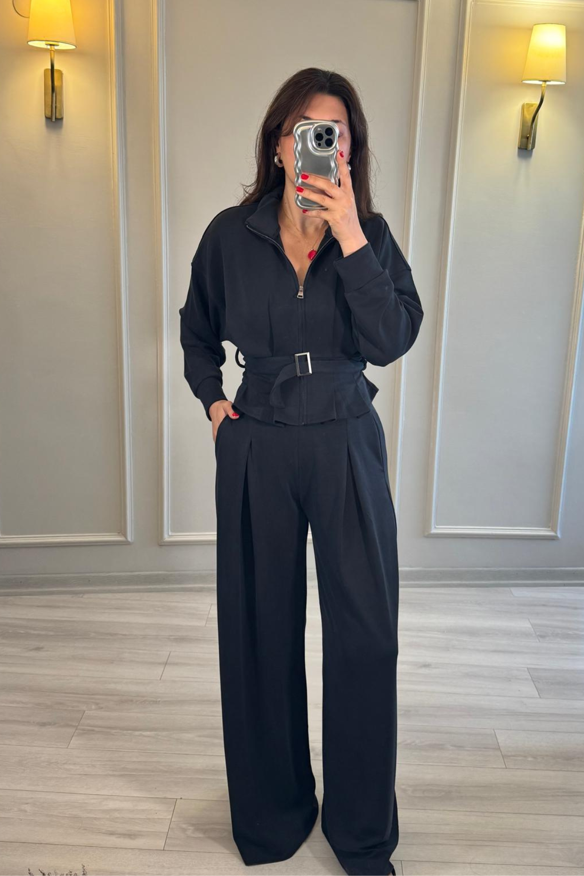 Modal Kumaş Kemer Detaylı Eşofman Takım Antrasit