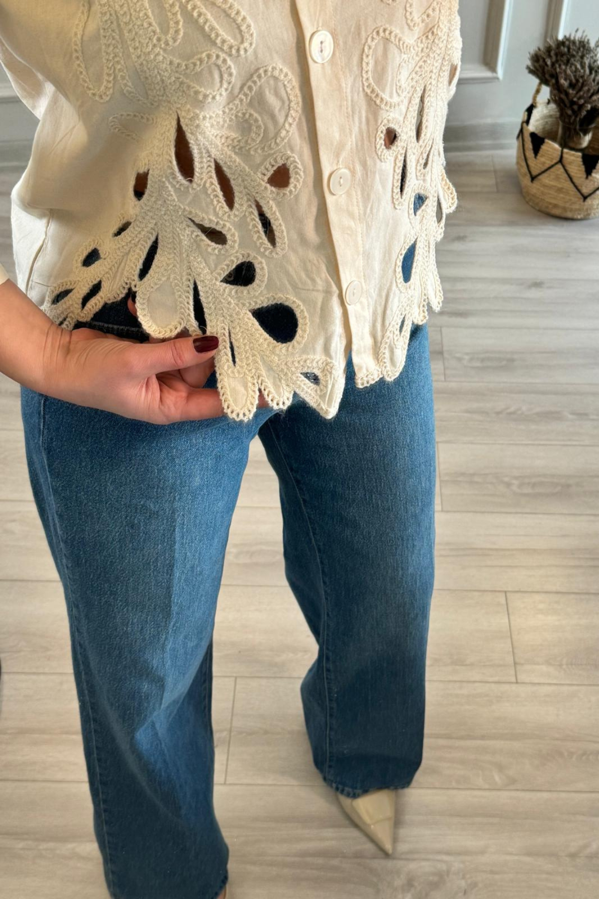 Nakışlı Gömlek Ekru