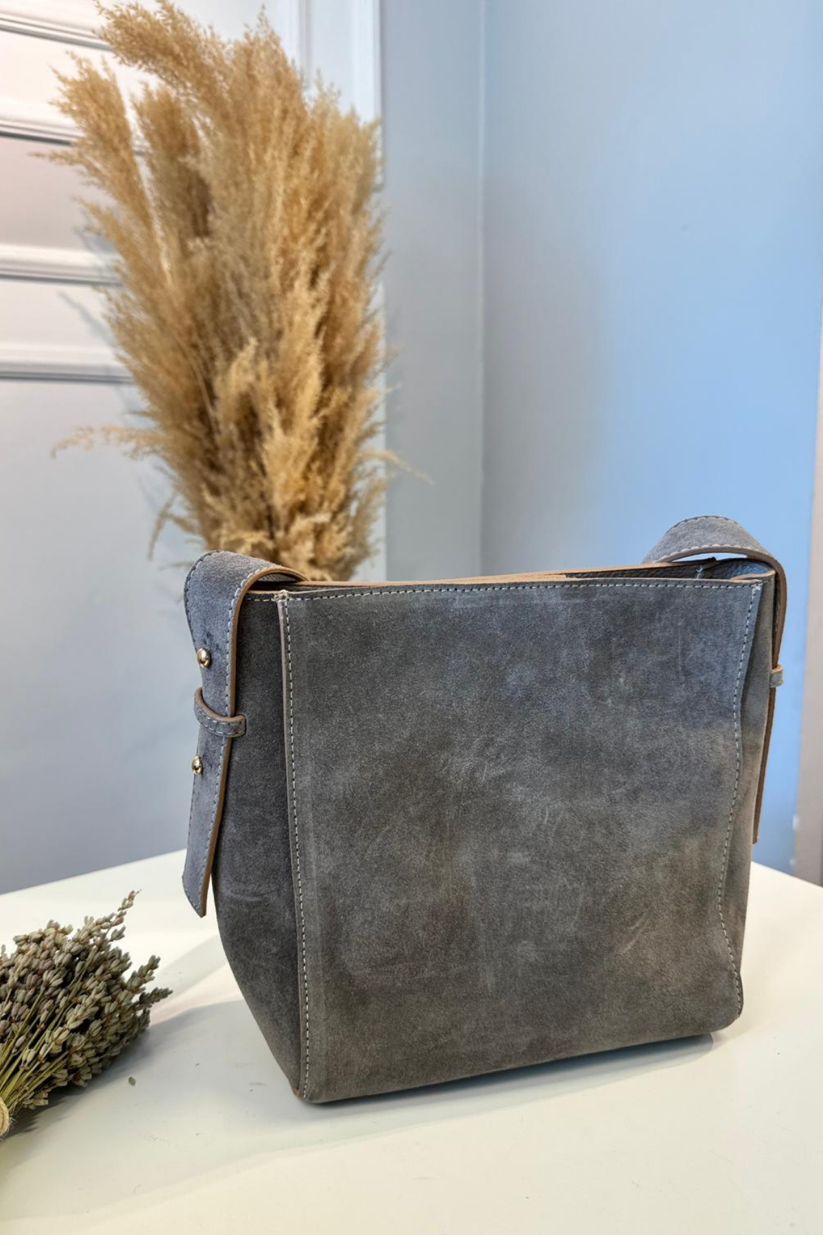 Süet Gerçek Deri Yavru Çantalı Ayarlanabilir Omuz Çantası Vizon