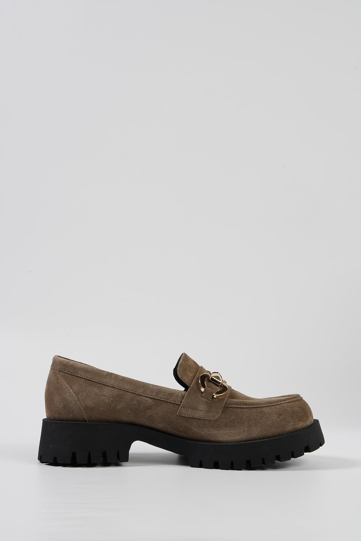 Kum Süet Kadın Loafer Ayakkabı