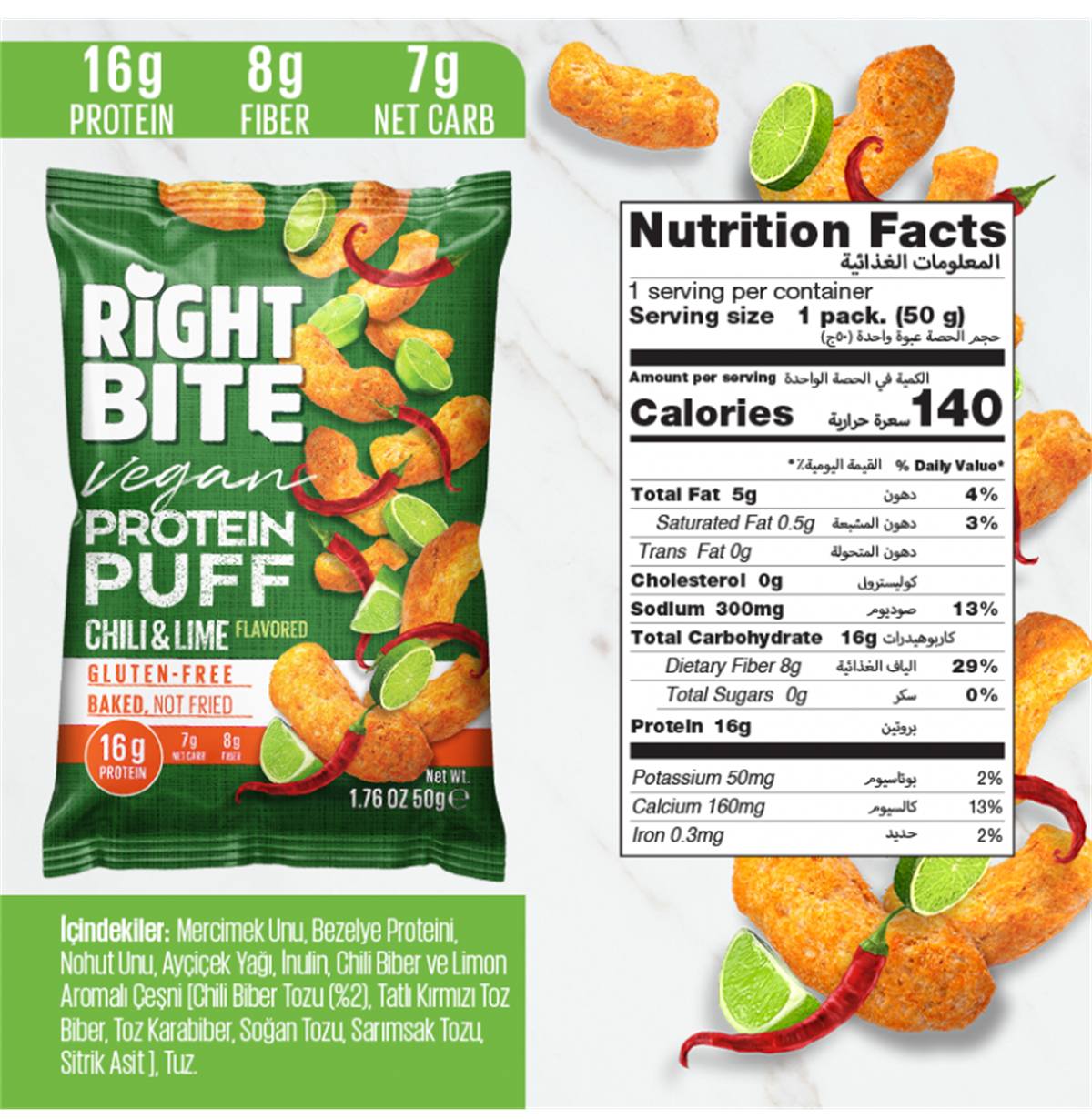 Right Bite Protein Buff Chili Lime 12 Adet x 50 Gram