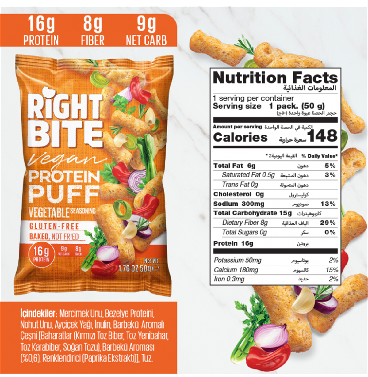 Right Bite Protein Buff Vegetable 12 Adet x 50 Gram