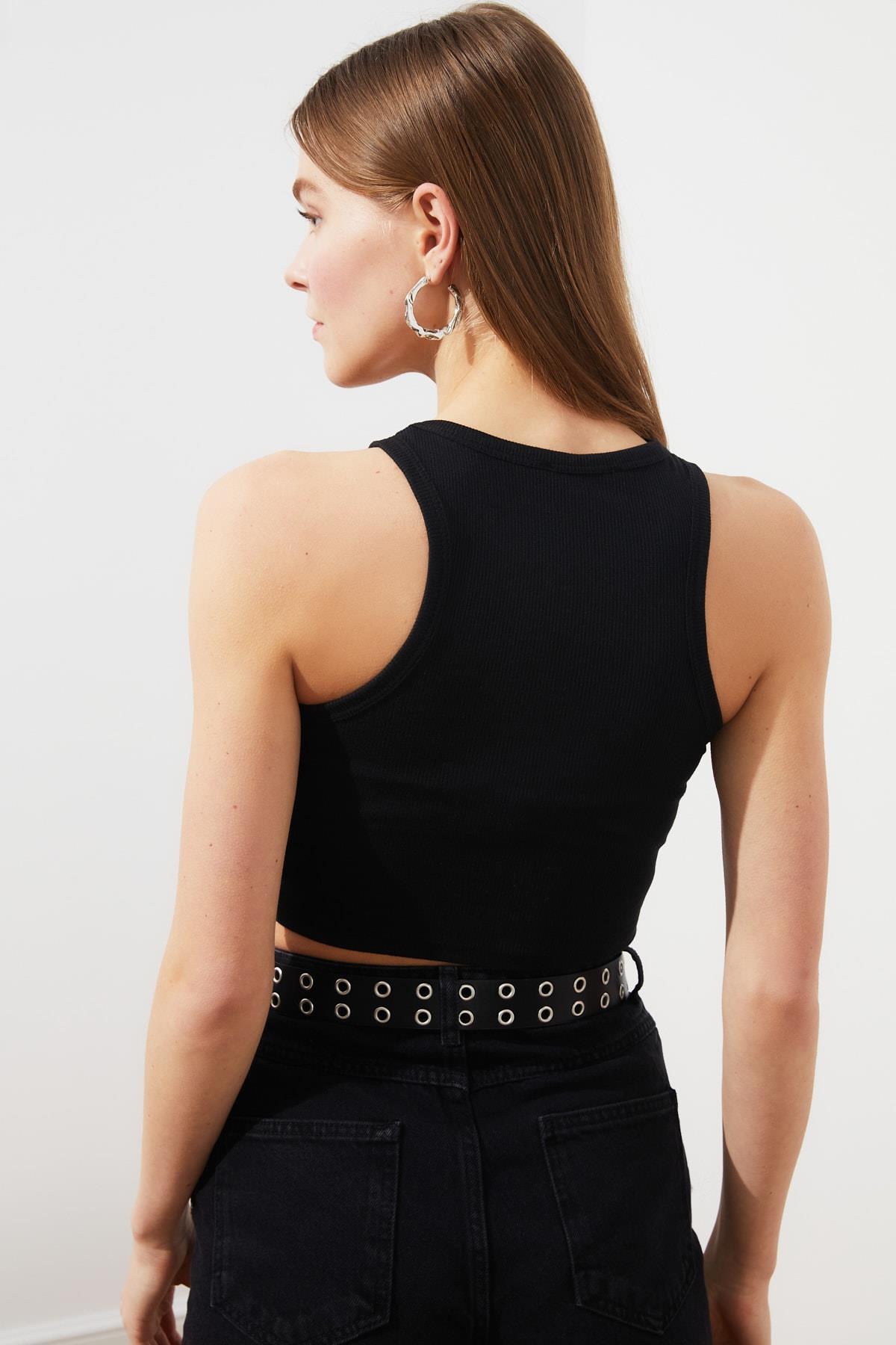 As Collection Siyah Kaşkorse Body Kadın Crop Atlet