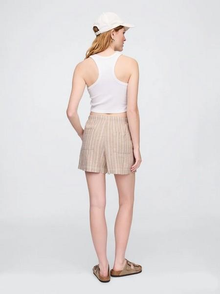 GAP 713422002 V-Linen 4 In Easy Po Stripe Kadın Şort