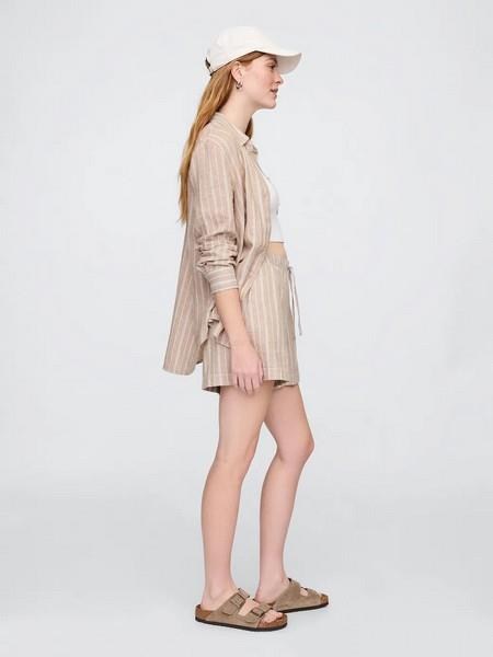 GAP 713422002 V-Linen 4 In Easy Po Stripe Kadın Şort