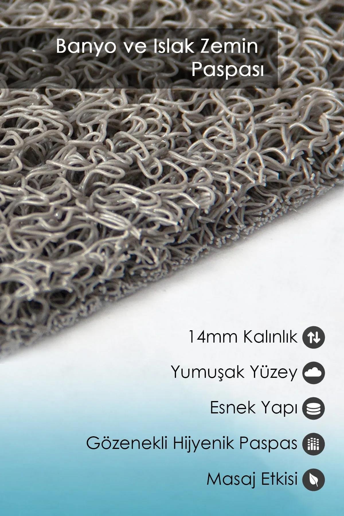 Balina Tasarımlı Su Sıçratmaz Banyo Paspası Kaymaz Tabanlı Banyo Paspas Modeli Gri