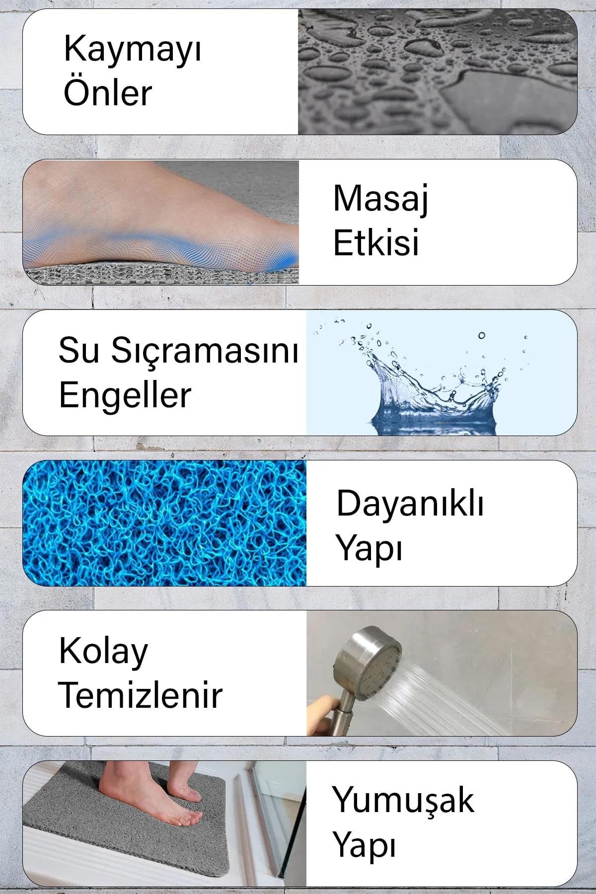 Fil Tasarımlı Banyo Paspası Su Emici Özellikli Kaymaz Banyo Paspası Gri