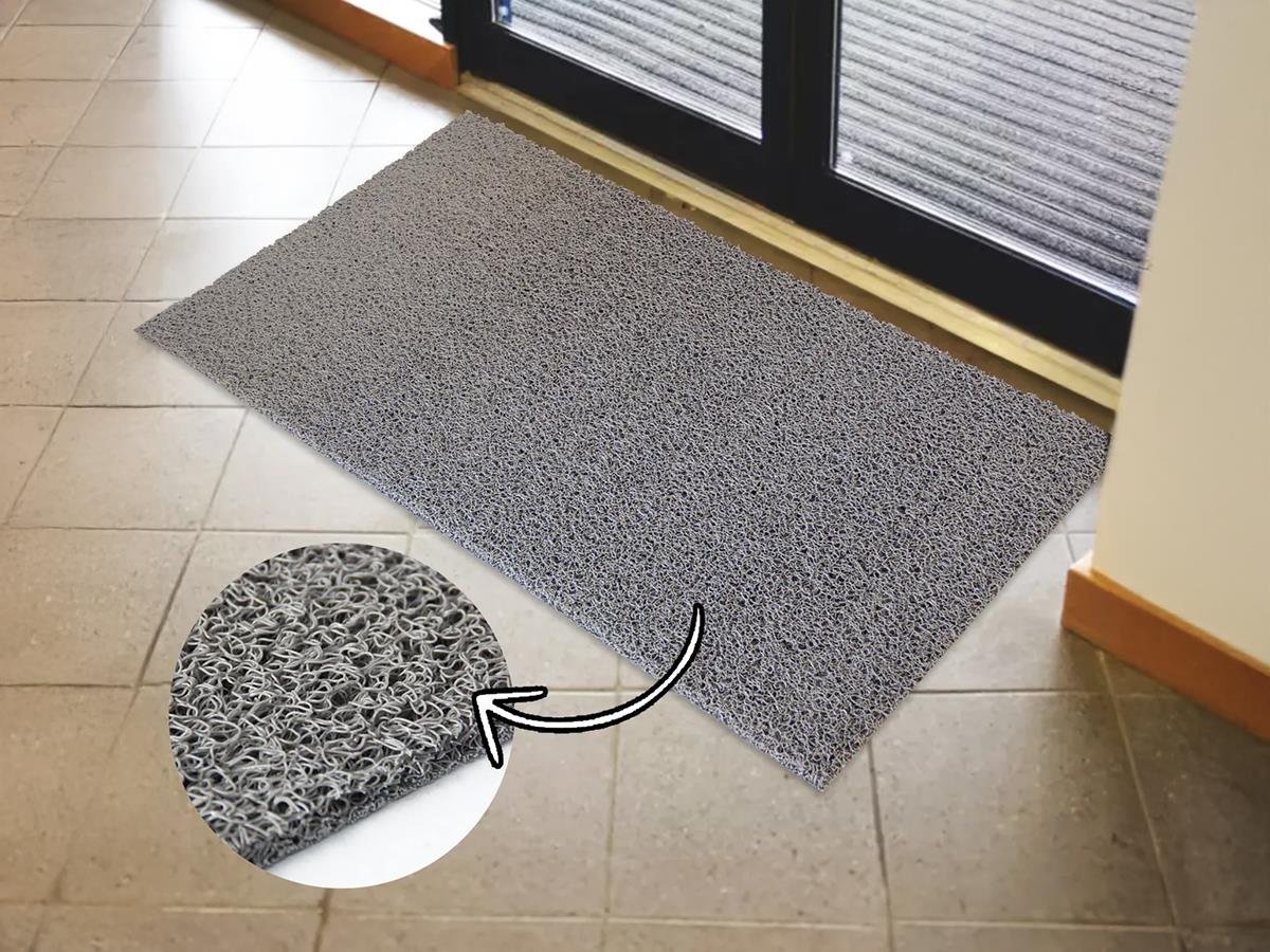 Gri Kıvırcık Paspas İç ve Dış Mekan Paspası Kaydırmaz Paspas Su Emici Paspas