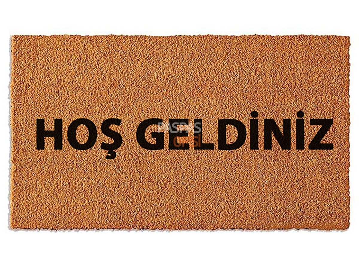 Hoş Geldiniz Yazılı Koko Paspas Kaymaz Taban Dijital Baskı