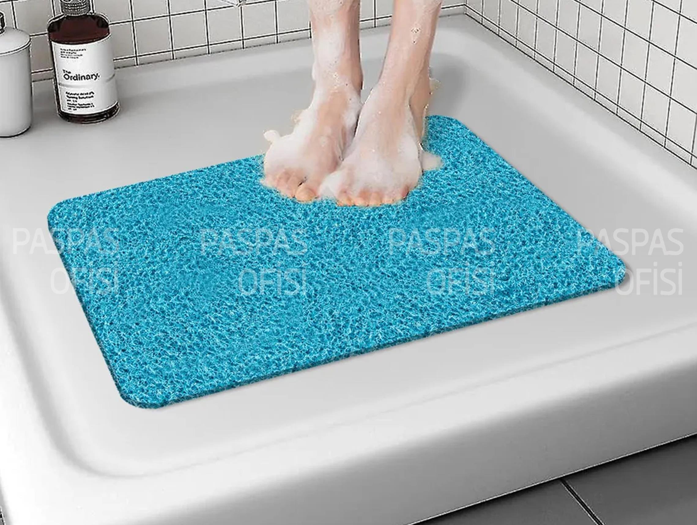 Kaydırmaz Su Emici Banyo Paspası Mavi