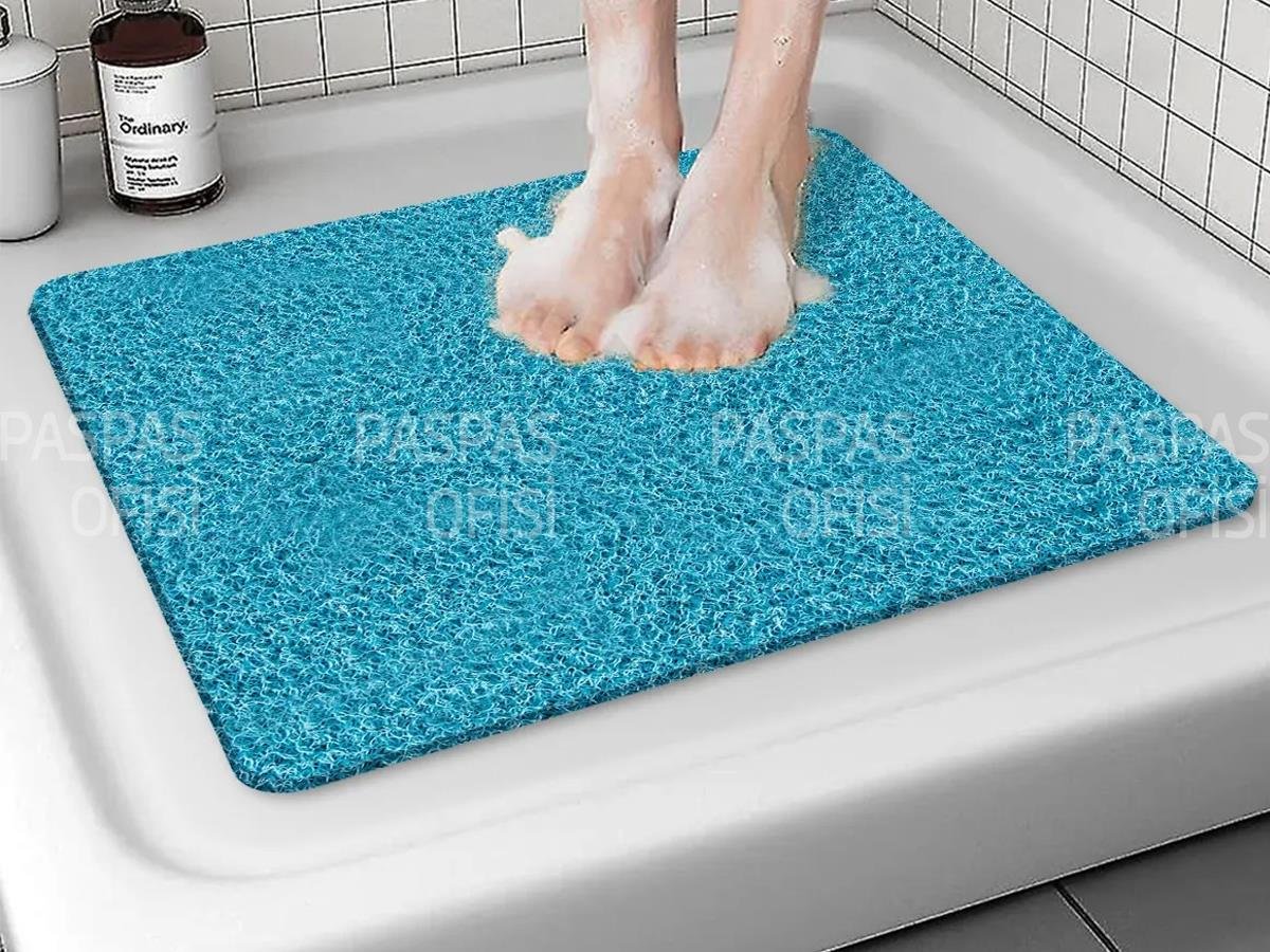 Kaymaz Paspas Su Emici Banyo Paspası Duşa Kabin Küvet Paspası Mavi