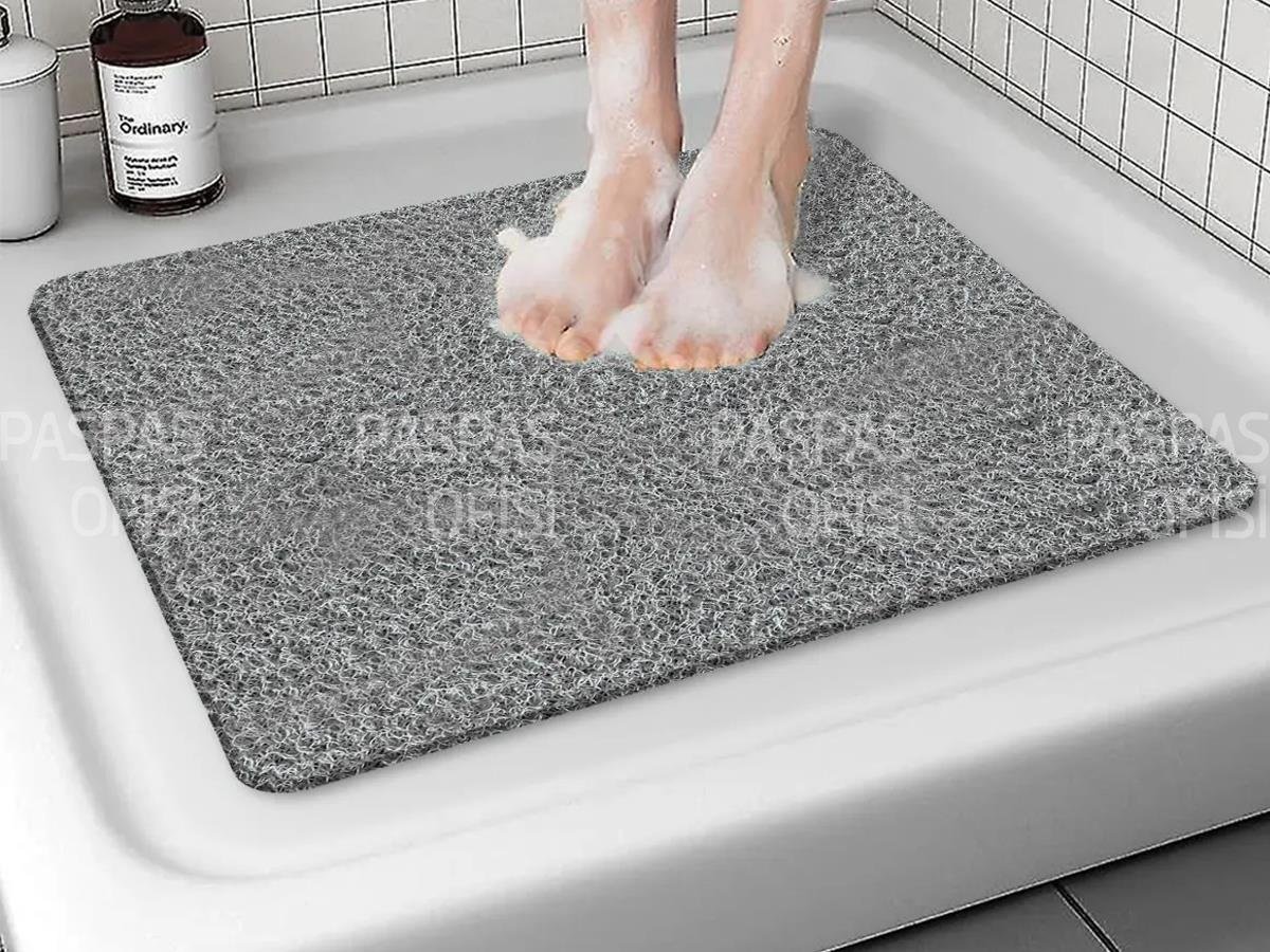 Kaymaz Paspas Su Emici Banyo Paspası Duşa Kabin Küvet Paspası Gri