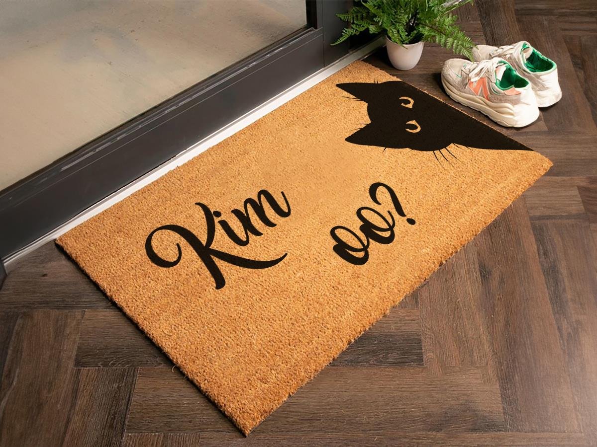 Kim Oo Yazılı Komik Kedili Paspas Kapı Paspası Paspas Modelleri Koko Paspas