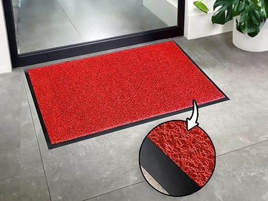 Kırmızı Kıvırcık Paspas Kauçuk Rampalı