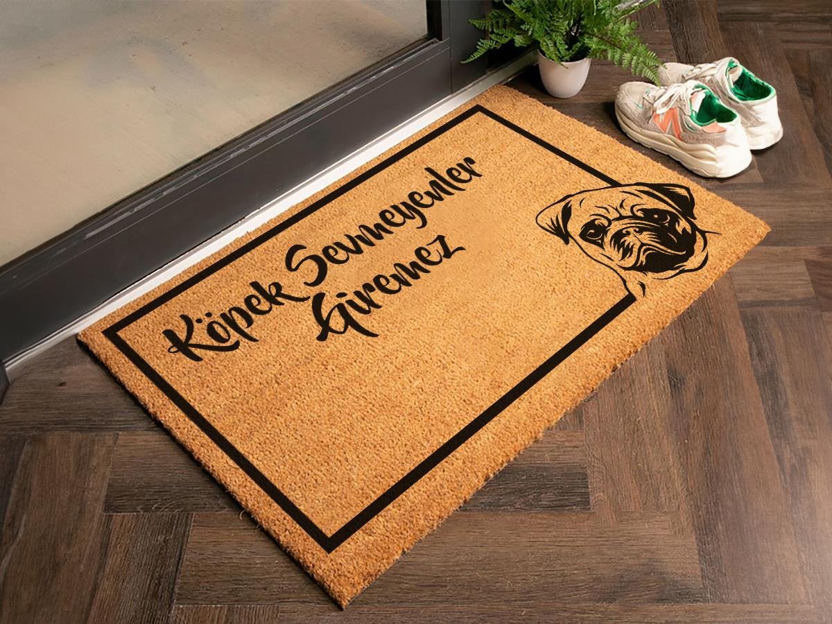 Köpek Sevmeyen Giremez Yazılı Kedili Paspas Dış Kapı Paspası Ev Paspası Koko Paspas