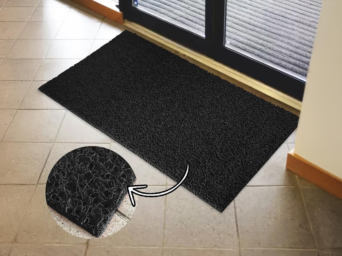 Siyah Kapı Önü Paspası İç ve Dış Mekan Paspası Kıvırcık Paspas Su Emici Paspas Kaymaz Paspas