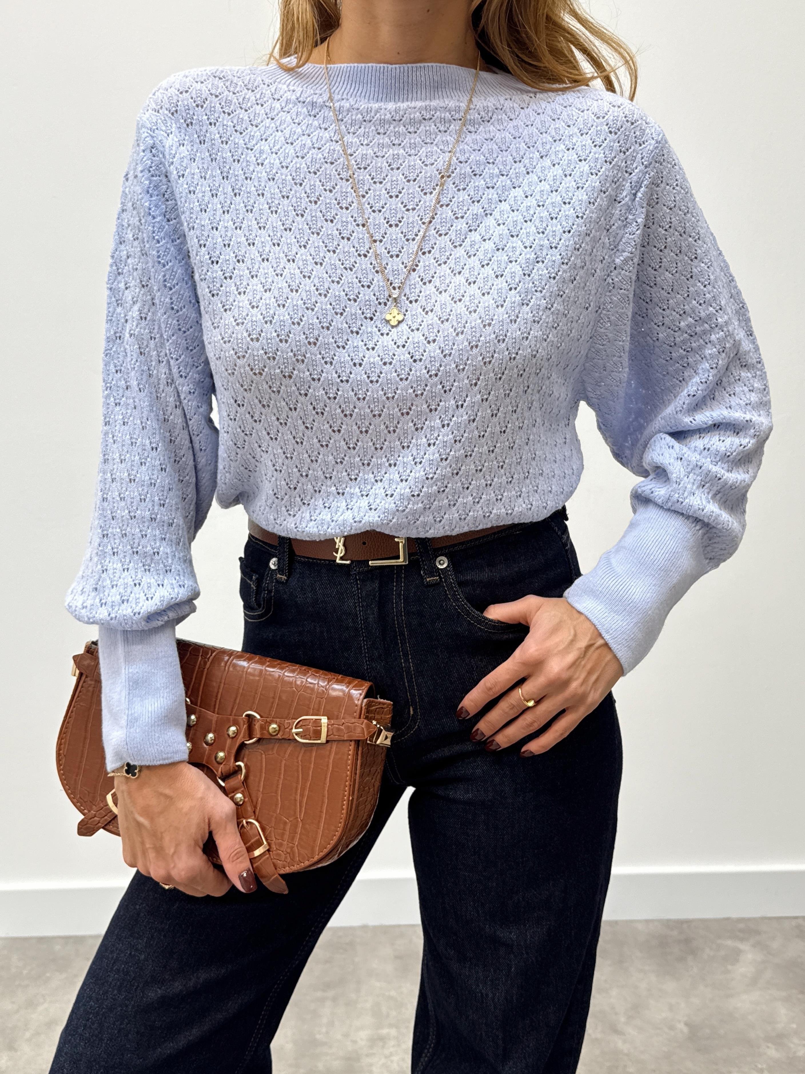 Kadın Eflatun Basic Triko Kazak