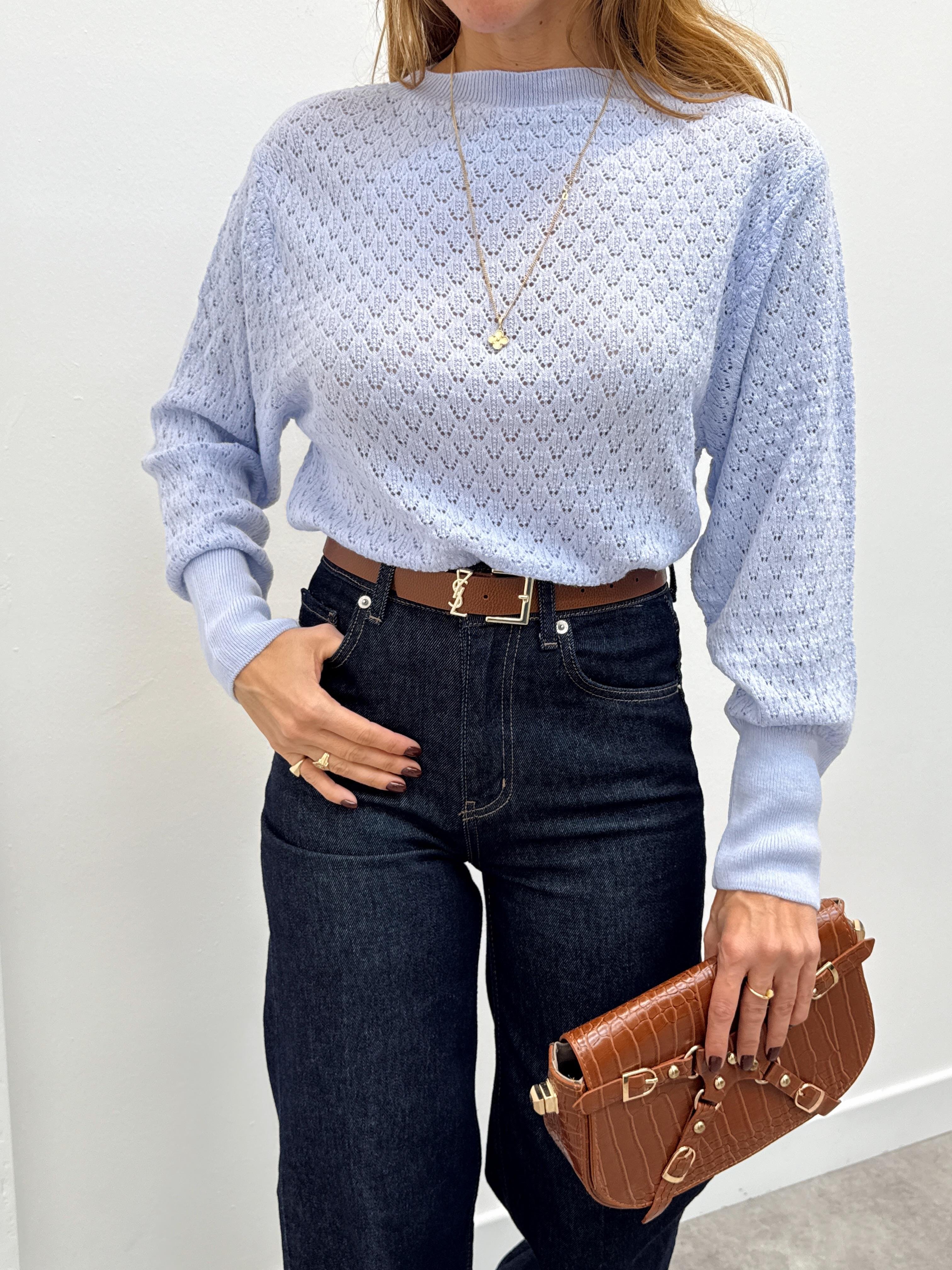 Kadın Eflatun Basic Triko Kazak