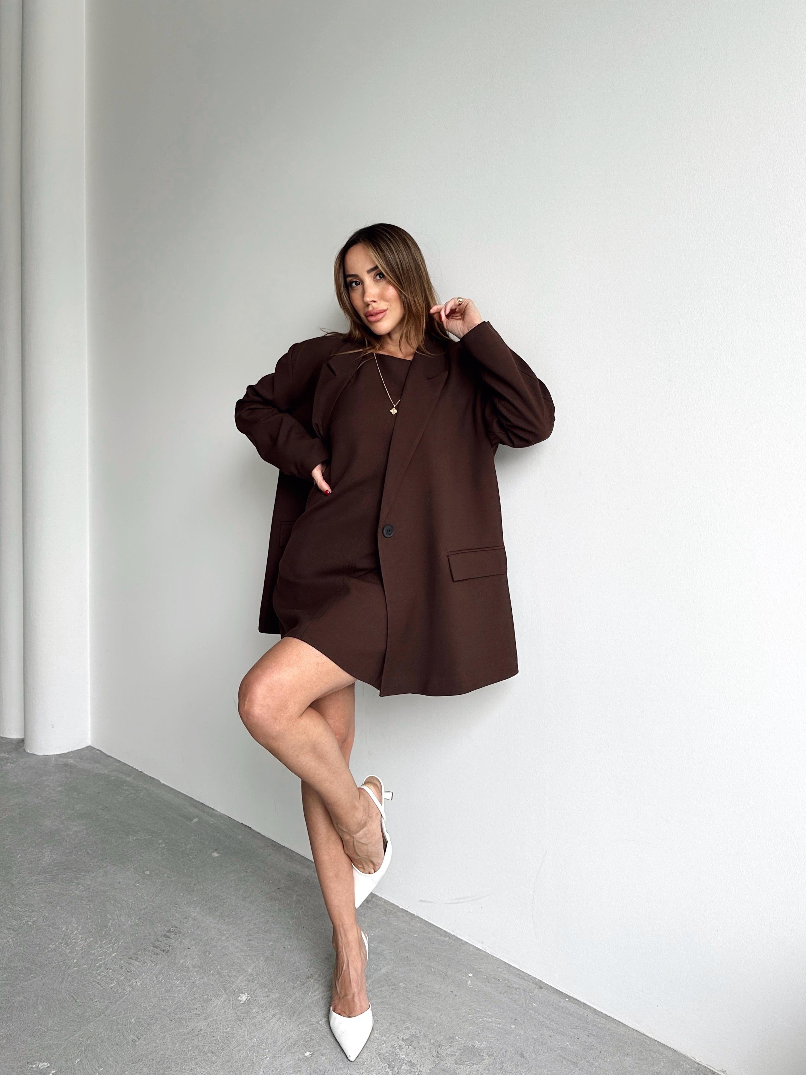 Kadın Oversize Kahve Blazer Ceket