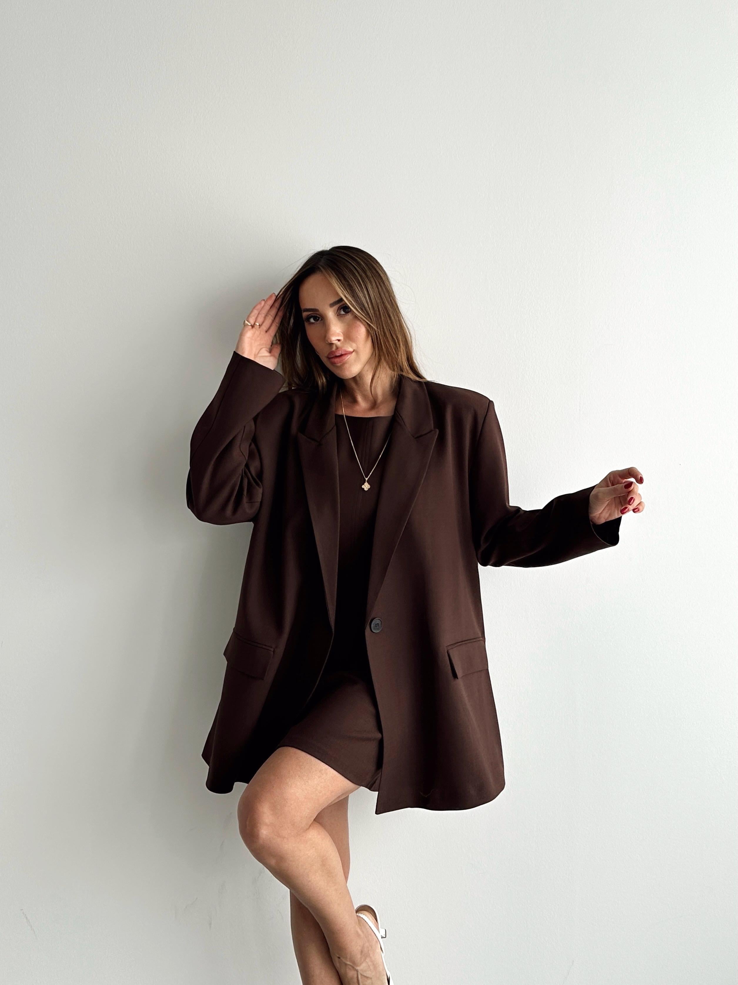 Kadın Oversize Kahve Blazer Ceket