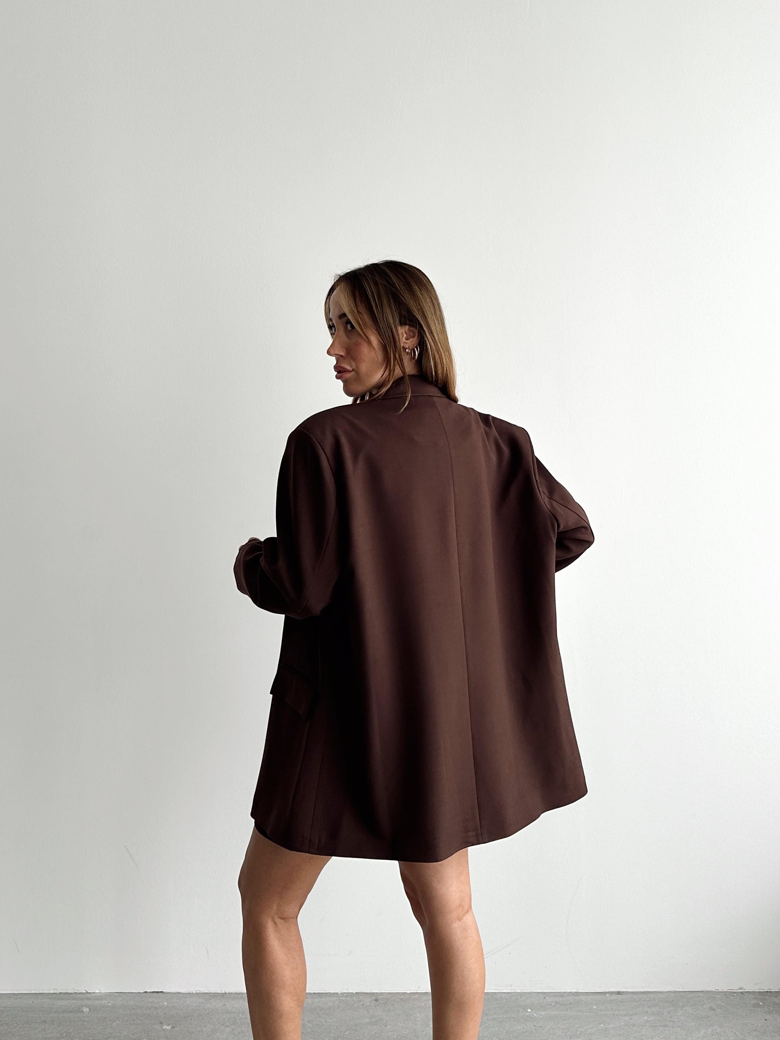 Kadın Oversize Kahve Blazer Ceket